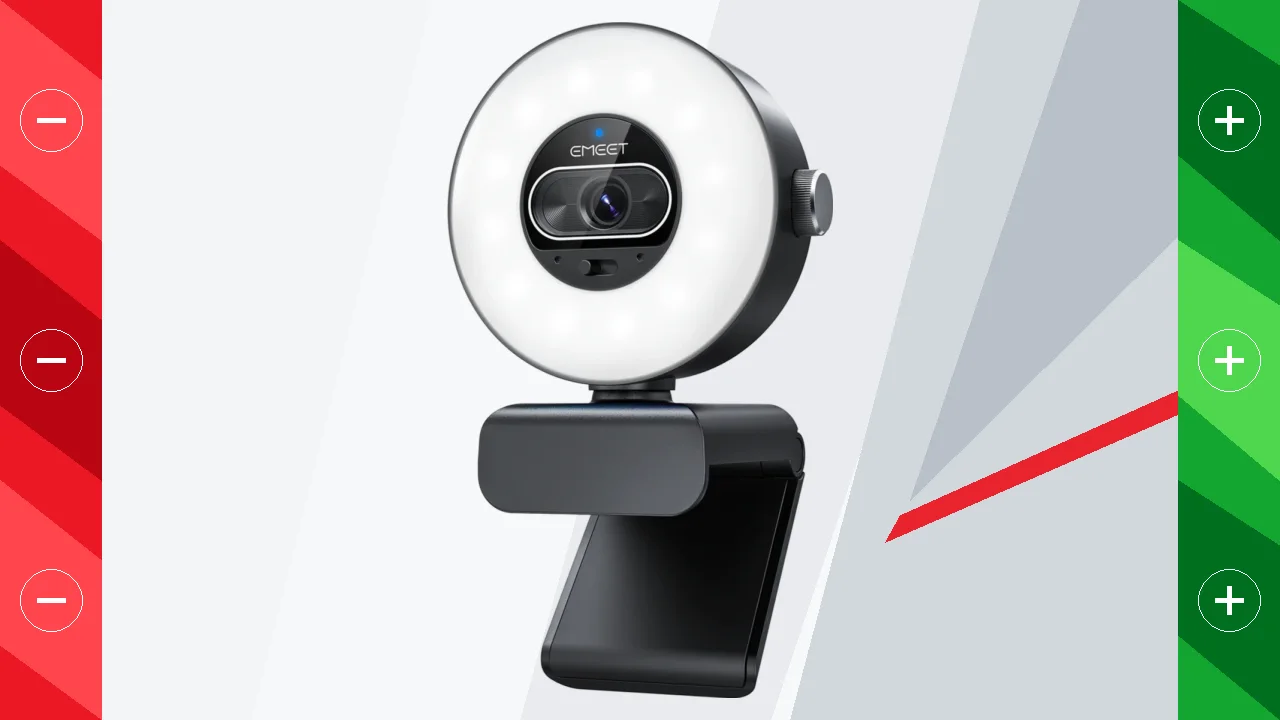 Webcam EMEET SmartCam S600L con Aro de Luz 4K 30fps 2 Micrófonos Negro